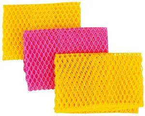 Innovative Dish Washing Net Cloths/Scourer - 100% Odor Free/Quick Dry - No More Sponges with Smell - Perfect Scrubber for Washing Dishes - 11 by 11 inches - 3PCS - Yellow/Pink/Yellow or Innovative Dish Washing Net Cloths/Scourer - 100% Odor Free/Quick Dry - No More Sponges with Smell - Perfect Scrubber for Washing Dishes - 11 by 11 inches - 3PCS - Yellow/Pink/Yellow or