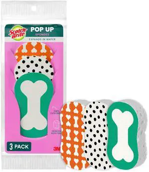 Dog Pop Up Non-Scratch Sponges, Limited Edition,Expands in Water,3 Pack Dog Pop Up Non-Scratch Sponges, Limited Edition,Expands in Water,3 Pack