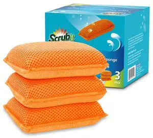 Miracle Microfiber Kitchen Sponge Non-Scratch Heavy Duty Dishwashing Cleaning sponges- Machine Washable- (Orange) Miracle Microfiber Kitchen Sponge Non-Scratch Heavy Duty Dishwashing Cleaning sponges- Machine Washable- (Orange)