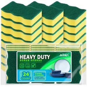 Sponges Kitchen, 24 Pack Heavy Duty Dish Sponge, Cleaning Dish Scrubber Sponge for Home and Kitchen, Stink-Free Cleaning Supplies for Pots, Pans Sponges Kitchen, 24 Pack Heavy Duty Dish Sponge, Cleaning Dish Scrubber Sponge for Home and Kitchen, Stink-Free Cleaning Supplies for Pots, Pans
