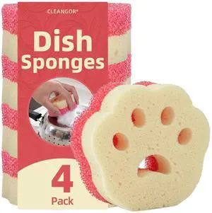 4pcs Scrub Sponges, Dual-Sided Temperature-Controlled Dish Sponges 4pcs Scrub Sponges, Dual-Sided Temperature-Controlled Dish Sponges