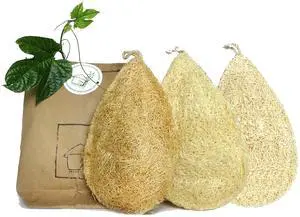 Natural Loofah Dish Sponge Pack 3 Vegetable Scrubber for Kitchen -100% Biodegradable Compostable Dishwashing Scouring Pad Zero Waste Plastic Free Eco Friendly Sustainable Natural Loofah Dish Sponge Pack 3 Vegetable Scrubber for Kitchen -100% Biodegradable Compostable Dishwashing Scouring Pad Zero Waste Plastic Free Eco Friendly Sustainable