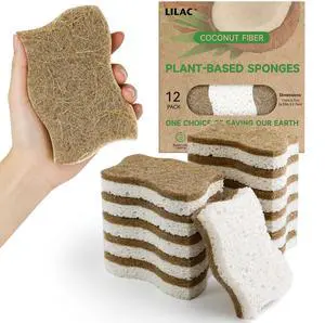 12 Pack Natural Cellulose Sponges for Dishes - Non-Scratch Kitchen Scrub Sponges - 100% Biodegradable & Eco-Friendly Cleaning Sponges for Non-Stick Cookware, Bathroom & Household 12 Pack Natural Cellulose Sponges for Dishes - Non-Scratch Kitchen Scrub Sponges - 100% Biodegradable & Eco-Friendly Cleaning Sponges for Non-Stick Cookware, Bathroom & Household