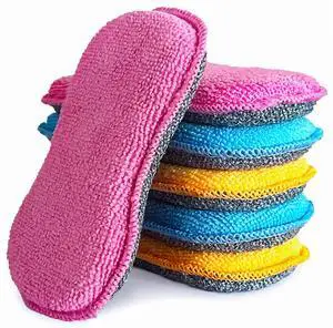 Dish Sponges Kitchen, Microfiber Cleaning Scrubber for Dishwashing, Sink, Basin and Multi-Pupose, Non-Scratch Pack of 6 Dish Sponges Kitchen, Microfiber Cleaning Scrubber for Dishwashing, Sink, Basin and Multi-Pupose, Non-Scratch Pack of 6