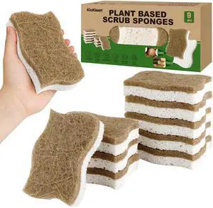 9 Pack Kickleen Biodegradable Natural Kitchen Sponges - Compostable Cellulose and Coconut Walnut Scrubber Sponge - Eco Friendly Sustainable Sponges for Dishes (9 Pack) 9 Pack Kickleen Biodegradable Natural Kitchen Sponges - Compostable Cellulose and Coconut Walnut Scrubber Sponge - Eco Friendly Sustainable Sponges for Dishes (9 Pack)