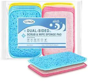 12 Pack Scrub & Wipe Cloths, Dual-Sided Sponges for Kitchen, All-Purpose Cloth for Dishes, Pots, Pans, Non-Stick Cookware, Countertops (Red, Yellow, Blue) 12 Pack Scrub & Wipe Cloths, Dual-Sided Sponges for Kitchen, All-Purpose Cloth for Dishes, Pots, Pans, Non-Stick Cookware, Countertops (Red, Yellow, Blue)