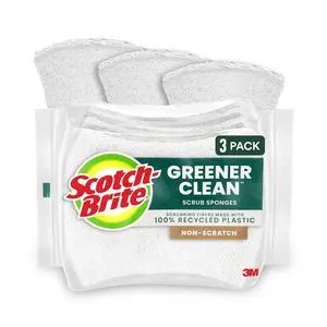Greener Clean Non-Scratch Scrub Sponge, Sponge for Washing Dishes, Cleaning Kitchen, Superior Performance and Made with Sustainable Materials, Dishwasher Safe, 3 Scrub Sponges Greener Clean Non-Scratch Scrub Sponge, Sponge for Washing Dishes, Cleaning Kitchen, Superior Performance and Made with Sustainable Materials, Dishwasher Safe, 3 Scrub Sponges