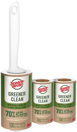 Greener Clean Lint Roller, Reusable Lint Rollers for Clothes, Furniture, and Pet Hair, Tidy Up Fabrics with a More Sustainable Fuzz Remover, 1 Roller, 2 Refills Greener Clean Lint Roller, Reusable Lint Rollers for Clothes, Furniture, and Pet Hair, Tidy Up Fabrics with a More Sustainable Fuzz Remover, 1 Roller, 2 Refills