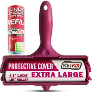 Large Lint Roller 6.3" with Extra Refill -120 Sticky Sheets, Protective Cover Design, Big Lint Roller for Pet Hair, Furniture, Bed, Couch, Floor & More Large Lint Roller 6.3" with Extra Refill -120 Sticky Sheets, Protective Cover Design, Big Lint Roller for Pet Hair, Furniture, Bed, Couch, Floor & More