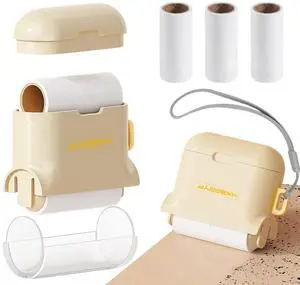 150 Sheets Mini Lint Roller Set Portable Travel Essentials Pet Hair Rollers for Clothes Refillable Pocket Size Sticky Lint Remover with Cover & Built-in Storage Compartment (Yellow) 150 Sheets Mini Lint Roller Set Portable Travel Essentials Pet Hair Rollers for Clothes Refillable Pocket Size Sticky Lint Remover with Cover & Built-in Storage Compartment (Yellow)