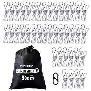(50PCS) Stainless Steel Laundry Clothes Pins Heavy Duty Outdoor, Clothespins for Hanging Clothes, Metal Clips, Metal Snack Bag Chip Clips for Food Packages, Mini Clothes pins (50PCS) Stainless Steel Laundry Clothes Pins Heavy Duty Outdoor, Clothespins for Hanging Clothes, Metal Clips, Metal Snack Bag Chip Clips for Food Packages, Mini Clothes pins
