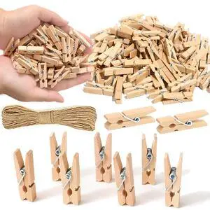 1.35 Inch Mini ClothesPins for Photo100 Pcs with 32 Feet Jute TwineMini Clothes Pins for Crafts,Wooden Small Clothes Pins for Pictures,Tiny Decorative Clothespins for Baby Shower(Natural Color) 1.35 Inch Mini ClothesPins for Photo100 Pcs with 32 Feet Jute TwineMini Clothes Pins for Crafts,Wooden Small Clothes Pins for Pictures,Tiny Decorative Clothespins for Baby Shower(Natural Color)