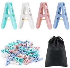 56 Pcs Colorful Clothespins, 4 Colors Spring Clips (2 Inch) Small Clothes Pin with Black Storage Bag - for Laundry, Drying Clothes, Home Use 56 Pcs Colorful Clothespins, 4 Colors Spring Clips (2 Inch) Small Clothes Pin with Black Storage Bag - for Laundry, Drying Clothes, Home Use