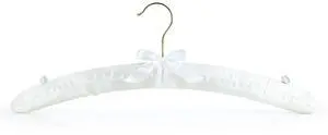 White 17inch Satin Padded Top Garment Wedding Clothes Coat Hangers with Buttons White 17inch Satin Padded Top Garment Wedding Clothes Coat Hangers with Buttons
