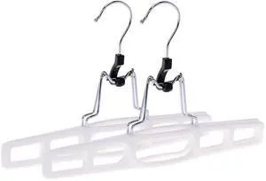Premium Skirt Hangers 2-Pack - Thin Space-Saving Skirt Hanger Set with Clamp, Pant Hanger 2-Piece Set, Shorts Hangers with Heavy-Duty Locking Clasp, Multipurpose Quality Jean Hangers Set (White, 2) Premium Skirt Hangers 2-Pack - Thin Space-Saving Skirt Hanger Set with Clamp, Pant Hanger 2-Piece Set, Shorts Hangers with Heavy-Duty Locking Clasp, Multipurpose Quality Jean Hangers Set (White, 2)