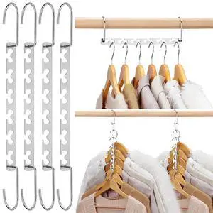 Space Saving Hangers for Clothes 4 Pack, Heavy Duty Hanger Organizer | 30 Lbs Capacity |, Metal Magic Hanger, Sturdy Multi Hangers, Closet Space Saver Closet Organizers and Storage Space Saving Hangers for Clothes 4 Pack, Heavy Duty Hanger Organizer | 30 Lbs Capacity |, Metal Magic Hanger, Sturdy Multi Hangers, Closet Space Saver Closet Organizers and Storage