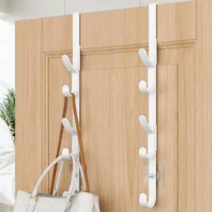 Over The Door Hooks, Metal Door Hooks for Hanging, Over The Door Purse Organizer for Door Coat Hanger, Back of Shower for Hanging Towel Rack Clothes, Hat, Bathroom, Closet (White-2Packs) Over The Door Hooks, Metal Door Hooks for Hanging, Over The Door Purse Organizer for Door Coat Hanger, Back of Shower for Hanging Towel Rack Clothes, Hat, Bathroom, Closet (White-2Packs)