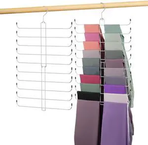 Legging Hanger, Metal Hanging Legging Hangers for Closet Organizer Holds 20 Women's XS-XL & Girls' Leggings, 360° Rotating Foldable Yoga Pants Hangers Space Saving, Silver Legging Hanger, Metal Hanging Legging Hangers for Closet Organizer Holds 20 Women's XS-XL & Girls' Leggings, 360° Rotating Foldable Yoga Pants Hangers Space Saving, Silver