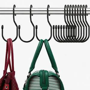 Purse Hanger for Closet, Unique Twist Design Bag Hanger Purse Hooks, 5 inch Large Size Closet Rod Hooks for Hanging Bags, Purses, Handbags, Belts, Scarves, Hats,Clothes, Pans and Pots (12 Pack Black) Purse Hanger for Closet, Unique Twist Design Bag Hanger Purse Hooks, 5 inch Large Size Closet Rod Hooks for Hanging Bags, Purses, Handbags, Belts, Scarves, Hats,Clothes, Pans and Pots (12 Pack Black)