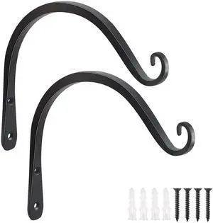 Heavy Duty Plant Hangers Outdoor Indoor, 8 Inch 2 Pack Metal Hanging Bracket Holds Up to 44 lbs, Wall Brackets for Hanging Baskets, Bird Feeders,Wind Chime& Lanterns, Black Heavy Duty Plant Hangers Outdoor Indoor, 8 Inch 2 Pack Metal Hanging Bracket Holds Up to 44 lbs, Wall Brackets for Hanging Baskets, Bird Feeders,Wind Chime& Lanterns, Black
