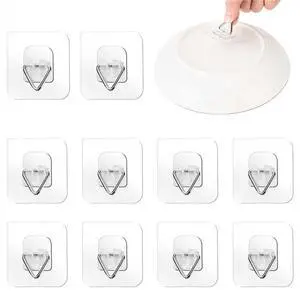 10 Pack Invisible Vertical Plate Hangers, 2.3 Inch Adhesive Plastic Hooks for Hanging Decorative Plates, Wall Art, and Small Artwork 10 Pack Invisible Vertical Plate Hangers, 2.3 Inch Adhesive Plastic Hooks for Hanging Decorative Plates, Wall Art, and Small Artwork