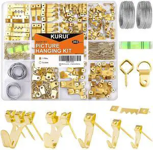 303Pcs Picture Hanging Kit, Picture Hangers Assorted Kit with Heavy Duty Picture Hanging Hooks/Hardware Nails/Sawtooth/Wire/D Rings/Level, Metal Picture Wall Hooks for Frame Canvas Mounting 303Pcs Picture Hanging Kit, Picture Hangers Assorted Kit with Heavy Duty Picture Hanging Hooks/Hardware Nails/Sawtooth/Wire/D Rings/Level, Metal Picture Wall Hooks for Frame Canvas Mounting