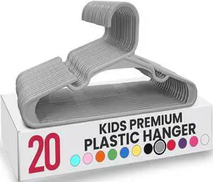 20 Pack Kids Hangers - 11.5 Inch Plastic Baby Hangers for Closet - Childrens Hanger for Clothes & Infant Hanger for Closet - for Everyday Standard Use (Gray) 20 Pack Kids Hangers - 11.5 Inch Plastic Baby Hangers for Closet - Childrens Hanger for Clothes & Infant Hanger for Closet - for Everyday Standard Use (Gray)