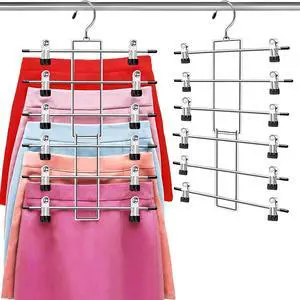Pants Hangers with Clips,Space Saving Hanging Closet Organizer-6 Tiers Skirt Hangers with 360° Swivel Hook,Closet Organizer-Clothes Hangers Pants Hangers with Clips,Space Saving Hanging Closet Organizer-6 Tiers Skirt Hangers with 360° Swivel Hook,Closet Organizer-Clothes Hangers