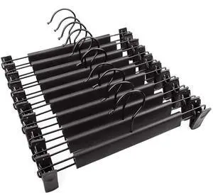 10 Pack Pants Hangers with Adjustable Non-Slip Clips Anti-Rust Hanging Hook for Trouser,Skirts,Jeans,Clothes Hangers Black 10 Pack Pants Hangers with Adjustable Non-Slip Clips Anti-Rust Hanging Hook for Trouser,Skirts,Jeans,Clothes Hangers Black