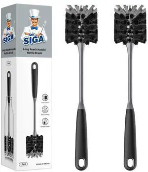 Long Handle Bottle Brush, Flexible Scrub Brush for Water Bottles, Glasswares, Mugs, Black, 2 Pack Long Handle Bottle Brush, Flexible Scrub Brush for Water Bottles, Glasswares, Mugs, Black, 2 Pack