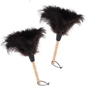 Natural Black Ostrich Feather Duster,2 Packs,Car Duster Interior/Exterior Cleaner, Cleaning for Blinds Kitchen Keyboard Office, Smart and Soft and Fluffy (Black) Natural Black Ostrich Feather Duster,2 Packs,Car Duster Interior/Exterior Cleaner, Cleaning for Blinds Kitchen Keyboard Office, Smart and Soft and Fluffy (Black)
