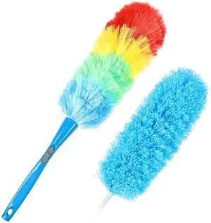 Rainbow Static Duster 24inch Reusable Microfiber Electrostatic Dusters with 2 Beandable and Washable Duster Head for Cleaning Home, Office, Car Rainbow Static Duster 24inch Reusable Microfiber Electrostatic Dusters with 2 Beandable and Washable Duster Head for Cleaning Home, Office, Car