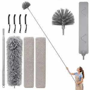 100-inch Duster with Extension Pole, 9-in-1 Cobweb Duster Kit Includes Spider Web Brush & Flat Gap Cleaner for High Ceiling, Fan, Under Appliances, Car, Home Deep Cleaning 100-inch Duster with Extension Pole, 9-in-1 Cobweb Duster Kit Includes Spider Web Brush & Flat Gap Cleaner for High Ceiling, Fan, Under Appliances, Car, Home Deep Cleaning