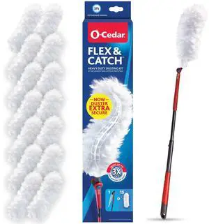 Flex & Catch Heavy Duty Dusting Kit with 15 Disposable Duster Refills | New & Improved Model | Extendable 3 Ft Handle with Stay-On Duster Hook | Traps 3X More Dust Than Feather Dusters Flex & Catch Heavy Duty Dusting Kit with 15 Disposable Duster Refills | New & Improved Model | Extendable 3 Ft Handle with Stay-On Duster Hook | Traps 3X More Dust Than Feather Dusters