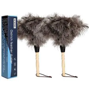 2pcs Ostrich Feather Dusters Natural Feathers Duster with Wooden Handle Natural Ostrich Feathers for Home Cleaning and Office Finishing Duster(2pcsLength14 2pcs Ostrich Feather Dusters Natural Feathers Duster with Wooden Handle Natural Ostrich Feathers for Home Cleaning and Office Finishing Duster(2pcsLength14