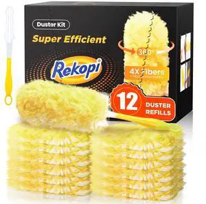 Heavy Duty Duster Refills for Swiffer Duster, 12 Count Duster Refills with 1 Handle, Multisurface 360° Dusters with 4X Microfibers, Unscented Disposable Dusters for Cleaning Heavy Duty Duster Refills for Swiffer Duster, 12 Count Duster Refills with 1 Handle, Multisurface 360° Dusters with 4X Microfibers, Unscented Disposable Dusters for Cleaning