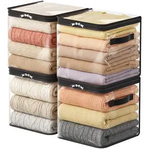 4 Pack Clear Clothes Storage Bags, Sweater Storage with Zipper, 18L Vinyl Foldable Moving Bags, Storage Container for Blankets Bed Sheet Sweater Yarns 4 Pack Clear Clothes Storage Bags, Sweater Storage with Zipper, 18L Vinyl Foldable Moving Bags, Storage Container for Blankets Bed Sheet Sweater Yarns