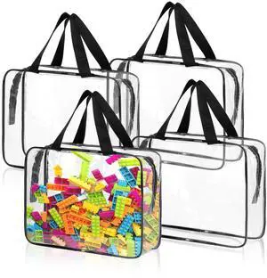 4 Pack Toy Storage Bags, Clear PVC Toy Organizer with Zipper, Large Black Waterproof Reusable Toy Bags with Labels for Puzzles, Building Blocks, Board Game, Stationery, Kids Books 4 Pack Toy Storage Bags, Clear PVC Toy Organizer with Zipper, Large Black Waterproof Reusable Toy Bags with Labels for Puzzles, Building Blocks, Board Game, Stationery, Kids Books