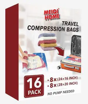 Vacuum Storage Bags, Space Saver Sealer Bags for Clothing, Pillows, Comforters, Blankets, Bedding, Travel, 16 Roll Bags, PA+PE Material Vacuum Storage Bags, Space Saver Sealer Bags for Clothing, Pillows, Comforters, Blankets, Bedding, Travel, 16 Roll Bags, PA+PE Material