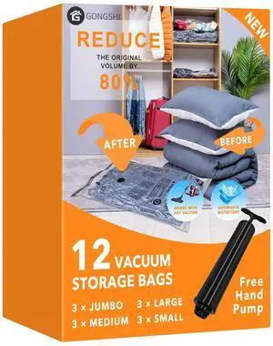 Vacuum Storage Bags, Space Saver Seal Bags For Clothing, Travel Luggage,Blankets, Comforters, Pillows, Clothes Storage.12 Combo Vacuum Storage Bags, Space Saver Seal Bags For Clothing, Travel Luggage,Blankets, Comforters, Pillows, Clothes Storage.12 Combo