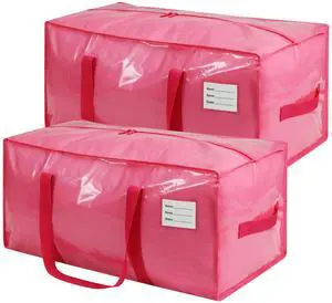 2 Pack Extra Heavy Duty Large Moving Bags with Comfortable Handle & Strong Zipper,Storage Totes for Space Saving Moving Storage College Supplies Alternative to Moving Box,Pink 2 Pack Extra Heavy Duty Large Moving Bags with Comfortable Handle & Strong Zipper,Storage Totes for Space Saving Moving Storage College Supplies Alternative to Moving Box,Pink