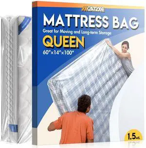 Plastic Mattress Bag for Moving Storage, Waterproof Mattress Cover, Mattress Protector for Moving Supplies - Queen Size (1.5MIL) Plastic Mattress Bag for Moving Storage, Waterproof Mattress Cover, Mattress Protector for Moving Supplies - Queen Size (1.5MIL)