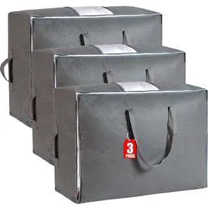105L Extra Large Storage Bags for Blankets, King Comforters, Bedding, Clothes, Pillows, Sheets - Closet Organizers and Storage with 4 Handles & Clear Window, Foldable & Breathable (Grey, 3pack) 105L Extra Large Storage Bags for Blankets, King Comforters, Bedding, Clothes, Pillows, Sheets - Closet Organizers and Storage with 4 Handles & Clear Window, Foldable & Breathable (Grey, 3pack)