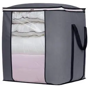 120L Extra Large Blanket Storage Bags Breathable Clothes Storage Containers for King Comforter Bedding Pillow Sheet, Reinforced Handles, Grey 120L Extra Large Blanket Storage Bags Breathable Clothes Storage Containers for King Comforter Bedding Pillow Sheet, Reinforced Handles, Grey