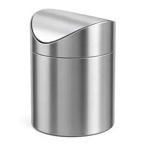 Small Mini Trash Can with Lid, Brushed Stainless Steel Small Tiny Mini Trash Bin Can, Mini Countertop Trash Cans for Desk Office, Swing Top Trash Bin 1.5 L/0.40 Gal (Sliver) Small Mini Trash Can with Lid, Brushed Stainless Steel Small Tiny Mini Trash Bin Can, Mini Countertop Trash Cans for Desk Office, Swing Top Trash Bin 1.5 L/0.40 Gal (Sliver)