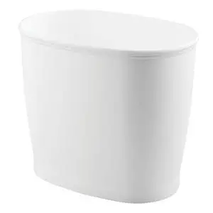Slim Plastic Bathroom Trash Can, White Slim Plastic Bathroom Trash Can, White