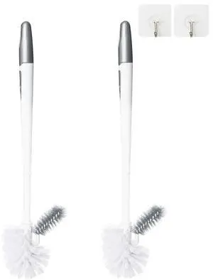 2 Pack Toilet Bowl Brush Without Holder for Bathroom, Under-Rim Double Brush Head, Long Handle Household Cleaning Brushes Set (2 Pack Grey Brush Without Holder) 2 Pack Toilet Bowl Brush Without Holder for Bathroom, Under-Rim Double Brush Head, Long Handle Household Cleaning Brushes Set (2 Pack Grey Brush Without Holder)