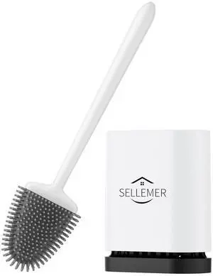 Toilet Brush and Holder Set - Flexible Toilet Bowl Brush Head with Silicone Bristles, Compact Size for Storage and Organization, Ventilation Slots Base (1 Pack, Pearl White) Toilet Brush and Holder Set - Flexible Toilet Bowl Brush Head with Silicone Bristles, Compact Size for Storage and Organization, Ventilation Slots Base (1 Pack, Pearl White)