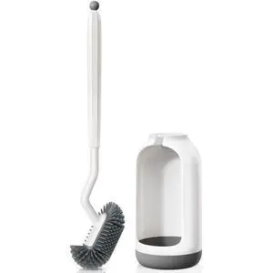 Toilet Bowl Brush Holder Set: Deep Cleaning Silicone Toilet Cleaner Scrubber Under Rim with Curved Bristle for Bathroom Dead Corner Clean - Modern Rv Toilet Decorative Accessories - White Toilet Bowl Brush Holder Set: Deep Cleaning Silicone Toilet Cleaner Scrubber Under Rim with Curved Bristle for Bathroom Dead Corner Clean - Modern Rv Toilet Decorative Accessories - White
