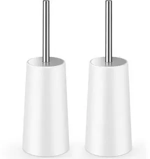 Toilet Brush and Holder, 2 Pack Toilet Brush with 304 Stainless Steel Long Handle, Toilet Bowl Brush for Bathroom Toilet-Ergonomic, Elegant,Durable (White) Toilet Brush and Holder, 2 Pack Toilet Brush with 304 Stainless Steel Long Handle, Toilet Bowl Brush for Bathroom Toilet-Ergonomic, Elegant,Durable (White)